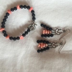 Pink and black jewelry set