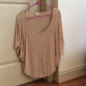 Beautiful flowing beaded beige top