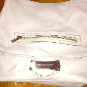 Michael Kors white leather bucket tote bag