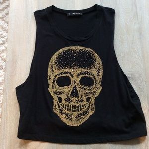 Gold beaded skull crop top