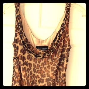 Leopard silk long dress