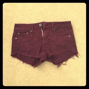 American Eagle Maroon Jean Shorts