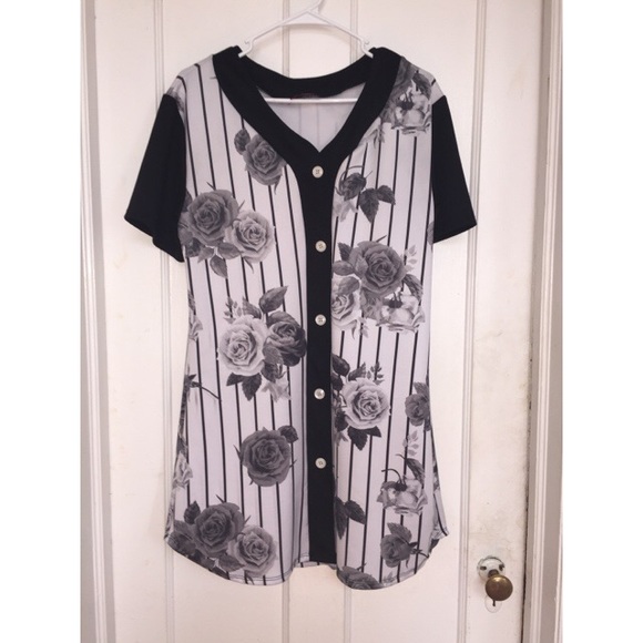Black and White Rose Jersey