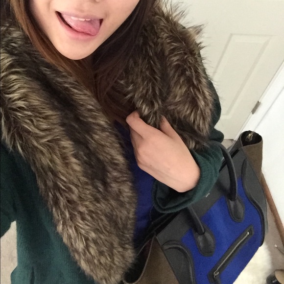 [BUNDLED] Forest Green Oversized Knit Fur Cardigan - Picture 2 of 2