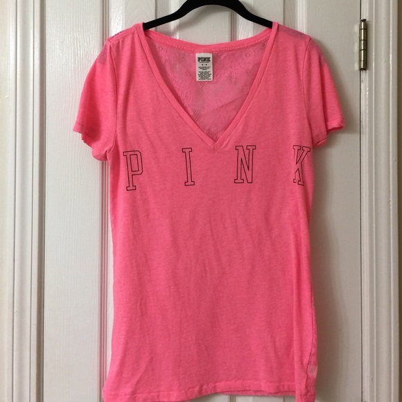PINK VS Pink Lace Back T-shirt Size Medium