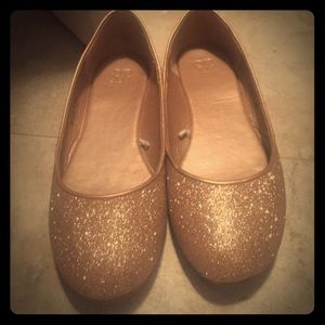 Gold sparkly flats