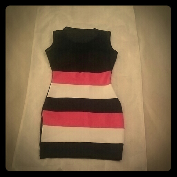 A nice pink white and black dress