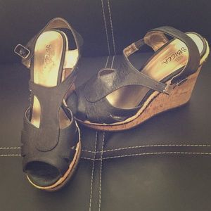 Black Cork Wedges