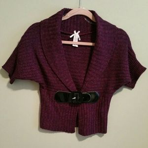 Purple belted cardigan