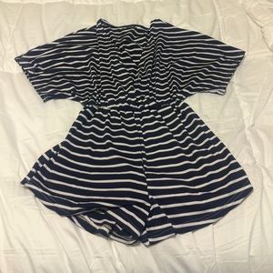 Brand new! Blue and White Striped Romper!