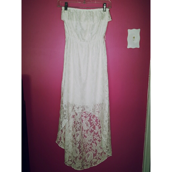 White lace high-low maxi dress