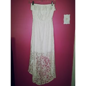 White lace high-low maxi dress