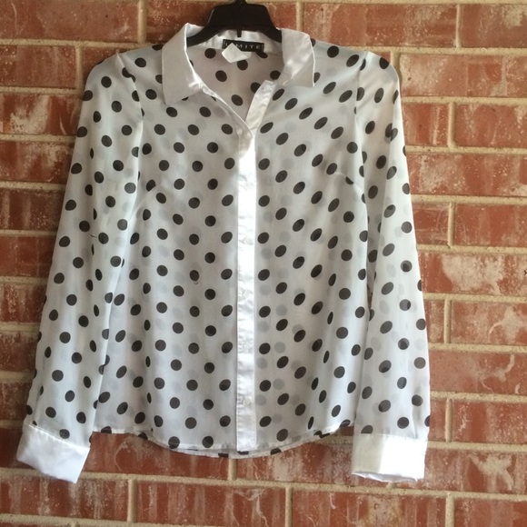 White Blouse w/ Black Polka Dots