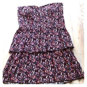 Pink and purple strapless mini dress