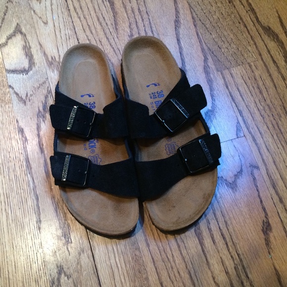 Birkenstock Arizona sandal, black suede.
