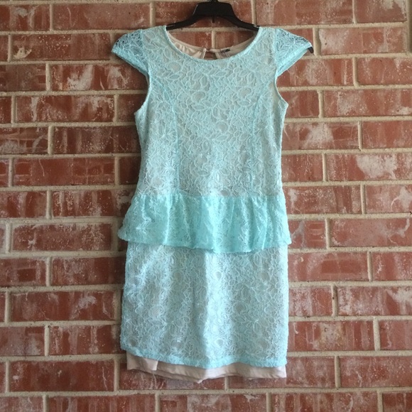 Blue Lace Peplum Dress