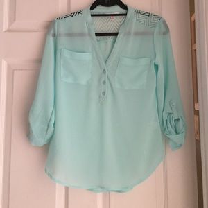 Sheer teal top