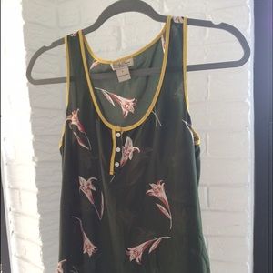 Lucky brand green with yellow trim silk tank