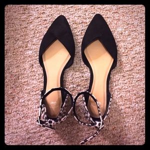 Velvet Black and white polka dot flats