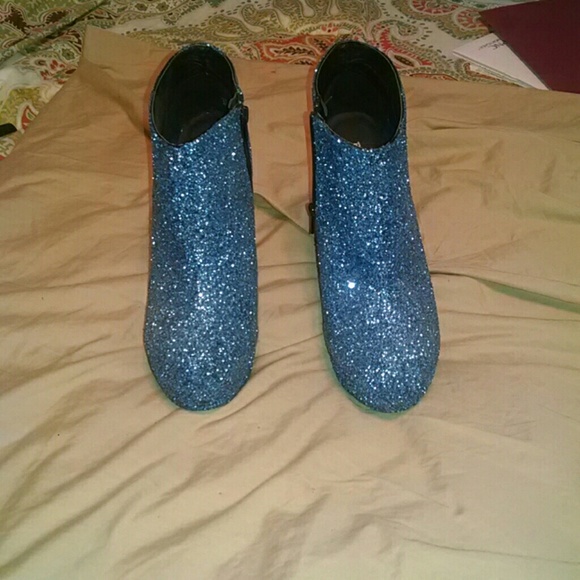 Blue glitter ankle boots