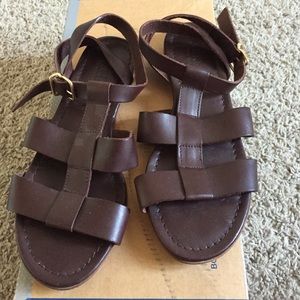 J. Crew- Dark brown leather sandals