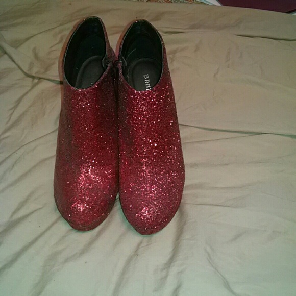 Red glitter ankle boot