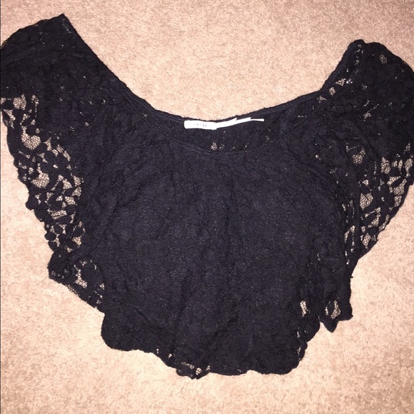 black lace crop top