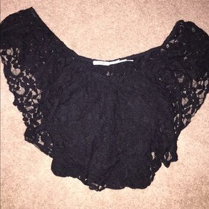 black lace crop top