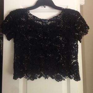 Black Crochet Lace Crop Top