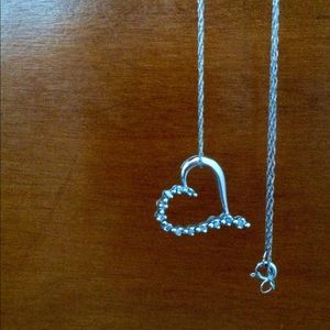 Sterling Silver Diamond Heart Necklace