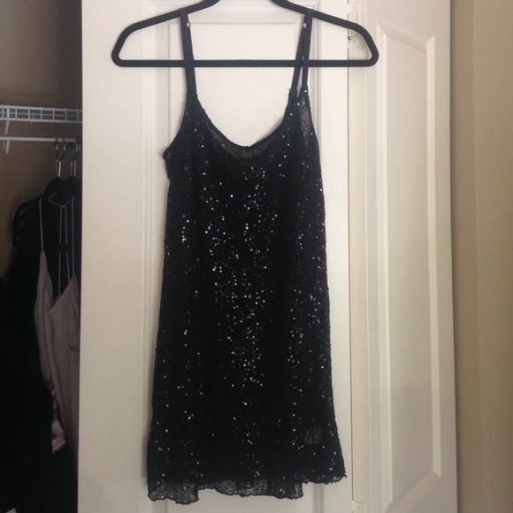 black sparkly slip dress