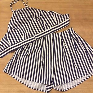Brand New! Navy and White Stripped Short Set!