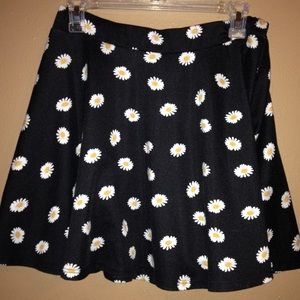 Sunflower Print High Waisted Skirt