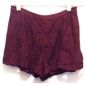Burgundy Lace Swing Shorts