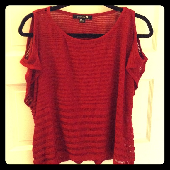 Forever 21 Tops - Red sheer striped party top