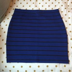 Bright Blue & Black Striped Skirt