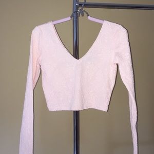 Forever 21 pink long sleeve crop top