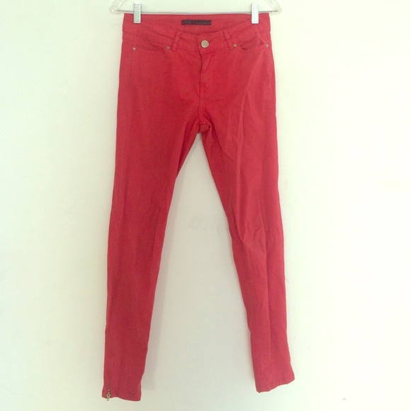 Zara Red Straight Leg Jeans Size 26