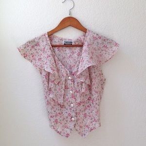 Vintage Pink Floral Vest/Top