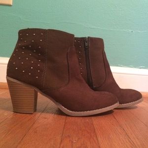 brown booties with cute studs