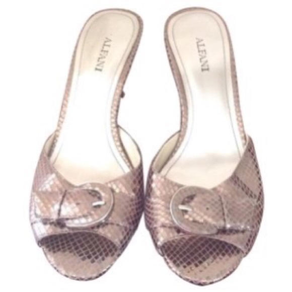 Silver Metallic Embossed Snake Print Alfani Heals