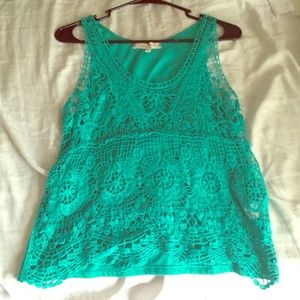 Sea Green Laced Tank Top