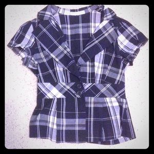 Black and white short sleeve blazer