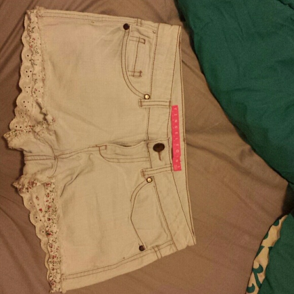 Light blue cut off shorts w/ floral design