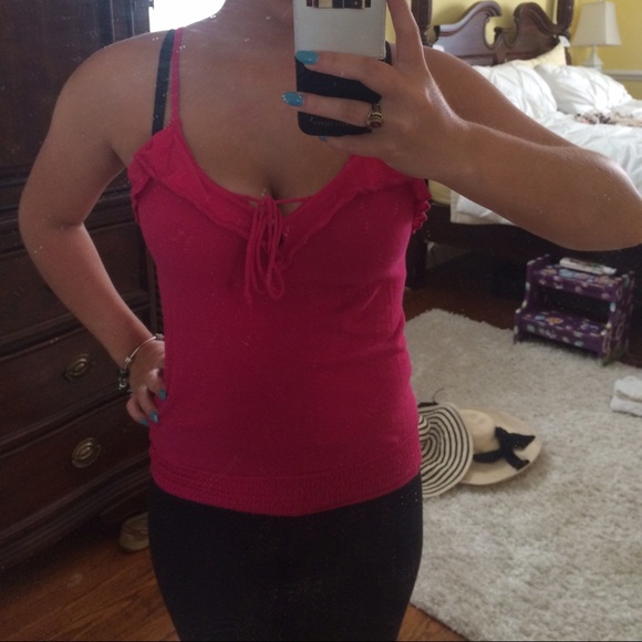 Hot Pink Frilly Tank Top - Picture 2 of 4