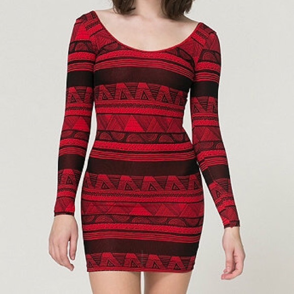 NWOT American Apparel Long Sleeve Mini Dress (Red)