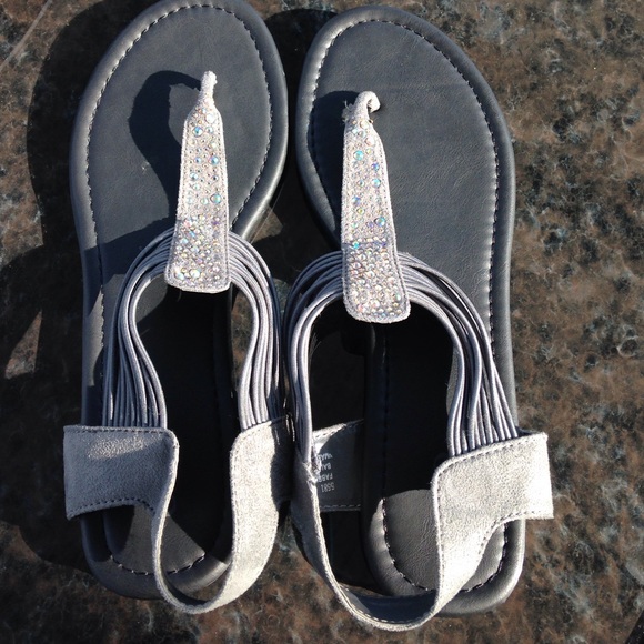 Grey and rhinestone sandals