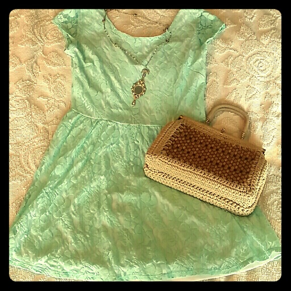 Mint lace skater dress L