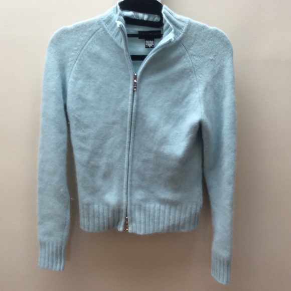 baby blue double zip sweater