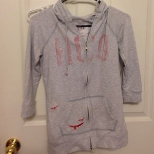 Hooded zip up hollister sweatshirt